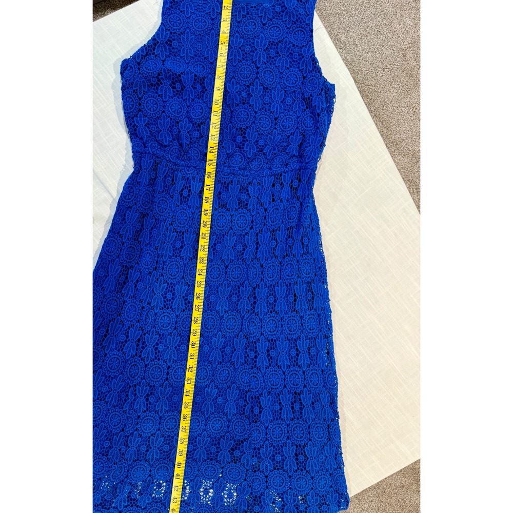 Lands' End Women Blue Floral Lace Sleeveless Sheath Dress Elegant Party Size 12 - Picture 3 of 11